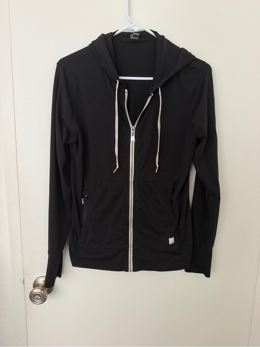 Vuori Black Full-Zip Hoodie with Contrast Drawstrings